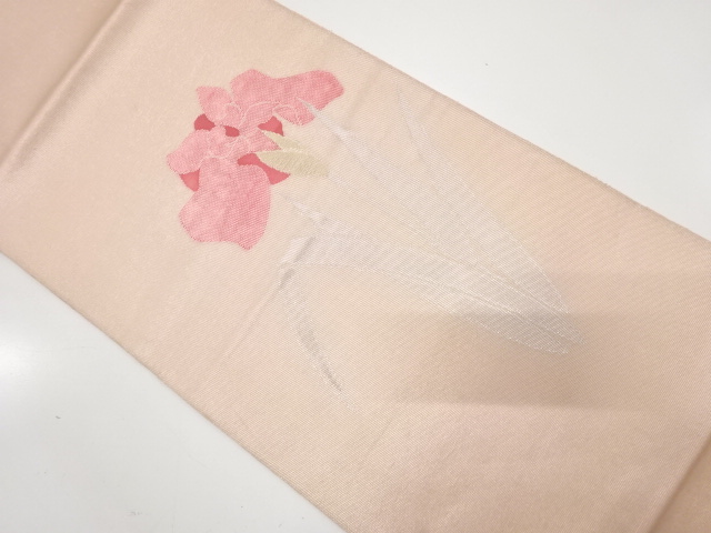 JAPANESE KIMONO / ANTIQUE FUKURO OBI / SILK / WOVEN IRIS